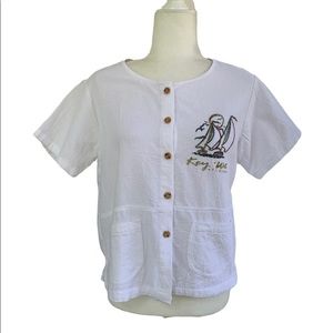 Vintage Key West Gauze Souvenir Shirt with Sailboat Print